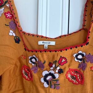 Embroidered Mustard Yellow/Orange Dress